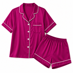 Shamoz Silk Short Pajama Set - Purplish Pink