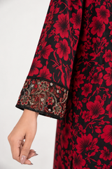 2-Piece Embroidered Linen Suit - Red Floral