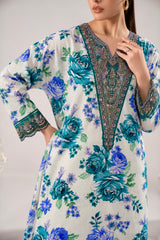 2-Piece Embroidered Linen Suit