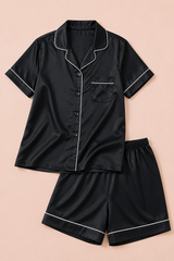 Shamoz Silk Short Pajama Set - Black