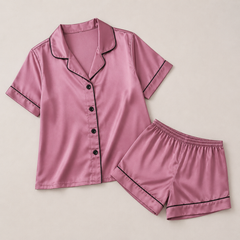Shamoz Silk Short Pajama Set - Magenta