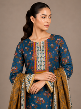 Blue Floral Printed 3-Piece Lawn Suit | Digital Print Kurta, Trouser & Dupatta