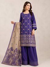 3-Piece Doria Embroidered Lawn Suit – Chikankari Daman, Farshi Shalwar - Plum