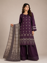 3-Piece Doria Embroidered Lawn Suit – Chikankari Daman, Farshi Shalwar - Indigo