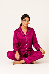Purplish Pink Shamoz Silk Pajama Set