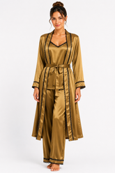 Gold Shamoz Silk 3 Piece Gown Set