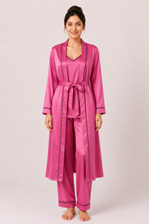 Magenta Shamoz Silk 3 Piece Gown Set