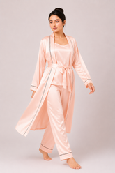 T-Pink Shamoz Silk 3 Piece Gown Set
