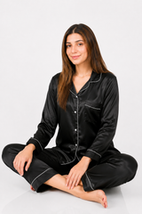 Black Shamoz Silk Pajama Set