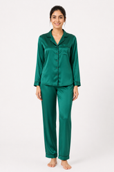 Green Shamoz Silk Pajama Set