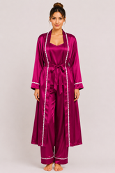 Purplish Pink Shamoz Silk 3 Piece Gown Set