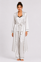 White Shamoz Silk 3 Piece Gown Set