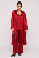 Maroon Shamoz Silk 3 Piece Gown Set