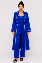 Royal Blue Shamoz Silk 3 Piece Gown Set