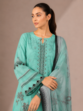 3-Piece Doria Lawn Suit with Full Embroidered Shirt with Printed Daman and Printed Dupatta - Ferozi