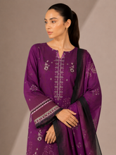 3-Piece Doria Lawn Suit with Full Embroidered Shirt with Printed Daman and Printed Dupatta - Indigo