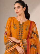 3-Piece Doria Lawn Suit with Full Embroidered Shirt with Printed Daman and Printed Dupatta - Mango Yellow