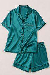 Shamoz Silk Short Pajama Set - Green