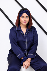 Navy Blue Shamoz Silk Pajama Set