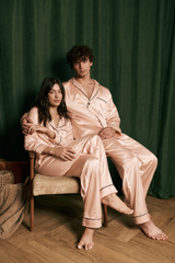 Peach Matching Couple Pajama Set – Premium Shamoz Silk