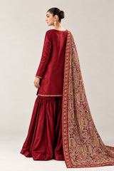 Maroon silk 3 piece suit - back view