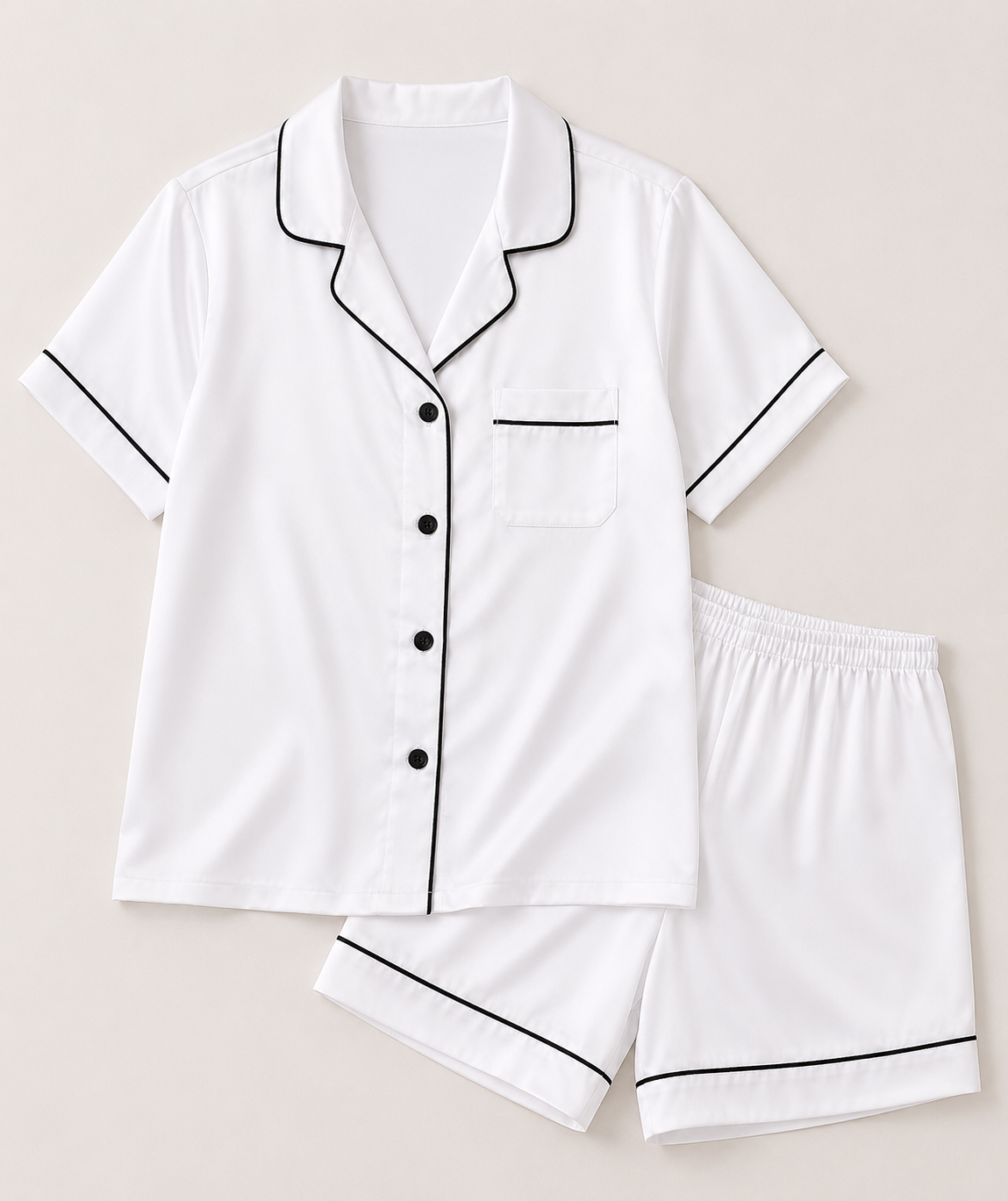 Shamoz Silk Short Pajama Set - White