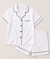 Shamoz Silk Short Pajama Set - White