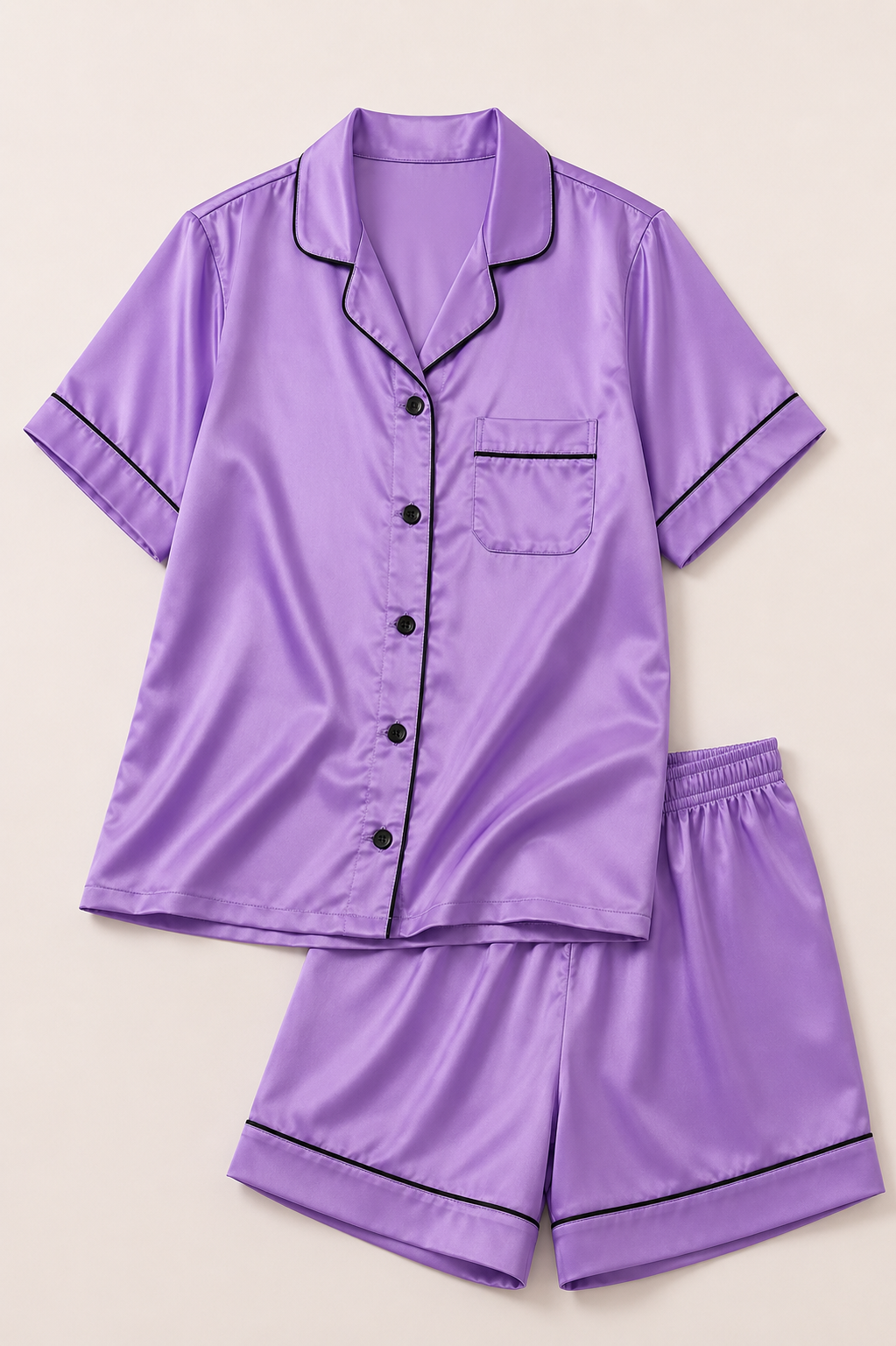 Shamoz Silk Short Pajama Set - Lillac
