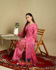 3-Piece Doria Lawn Suit with Full Embroidered Shirt with Printed Daman and Printed Dupatta - Baby Pink