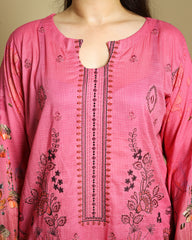 3-Piece Doria Lawn Suit with Full Embroidered Shirt with Printed Daman and Printed Dupatta - Baby Pink
