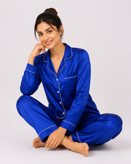 Royal Blue Shamoz Silk Pajama Set