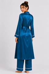 Blue Shamoz Silk 3 Piece Gown Set