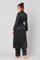 Black Shamoz Silk 3 Piece Gown Set
