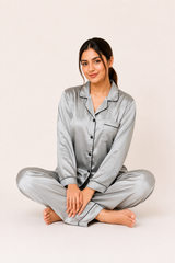 Grey Shamoz Silk Pajama Set