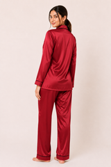 Maroon Shamoz Silk Pajama Set