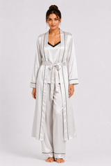 White Shamoz Silk 3 Piece Gown Set