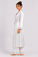 White Shamoz Silk 3 Piece Gown Set