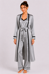 Grey Shamoz Silk 3 Piece Gown Set
