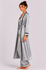Grey Shamoz Silk 3 Piece Gown Set