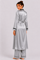Grey Shamoz Silk 3 Piece Gown Set