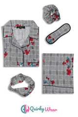 Check Pane Linen Pajama Set