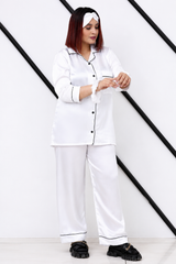 White Shamoz Silk Pajama Set