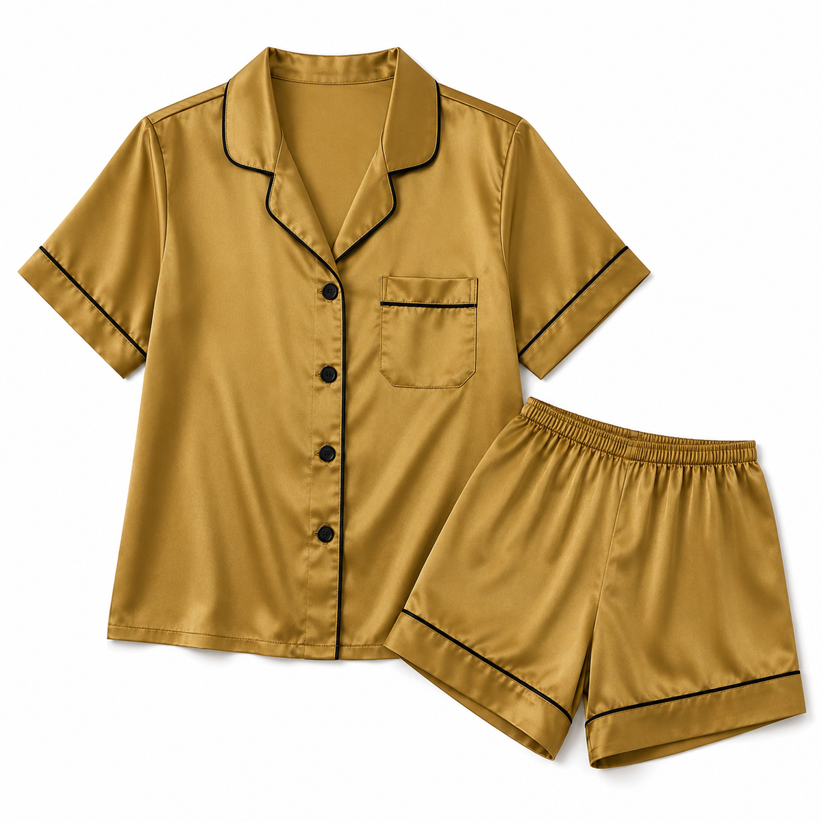 Shamoz Silk Short Pajama Set - Gold