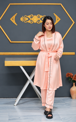 T-Pink Shamoz Silk 3 Piece Gown Set