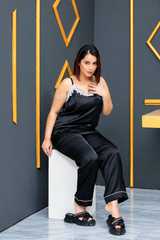 Black Shamoz Silk 3 Piece Gown Set
