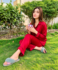 Maroon Shamoz Silk Pajama Set