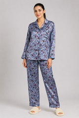 Floral Shamoz Printed Silk Pajama Set