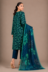 Green Floral Printed 3-Piece Lawn Suit | Digital Print Kurta, Trouser & Dupatta