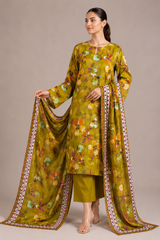 Floral Printed 3-Piece Lawn Suit | Digital Print Kurta, Trouser & Dupatta