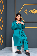 Green Shamoz Silk 3 Piece Gown Set